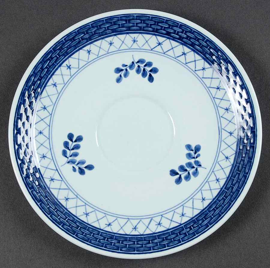 Tranquebar Blue (Rim, Wide Lattice Band) Saucer for Breakfast Cup by Royal Copenhagen-1