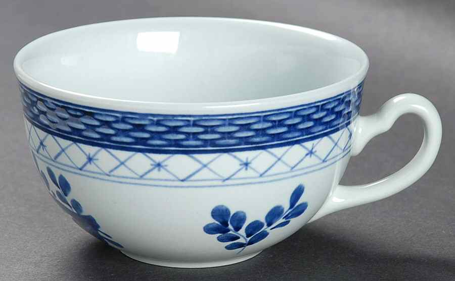 Tranquebar Blue (Rim, Wide Lattice Band) Breakfast Cup by Royal Copenhagen-1