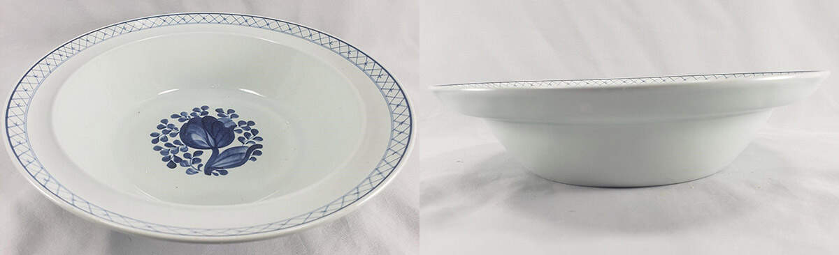 Tranquebar Blue (Rim, Narrow Lattice Band) Round Vegetable No Lid by Royal Copenhagen-1