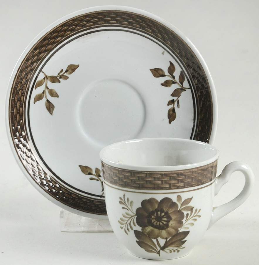 Tranquebar Brown Flat Demitasse Cup & Saucer Set by Royal Copenhagen-1