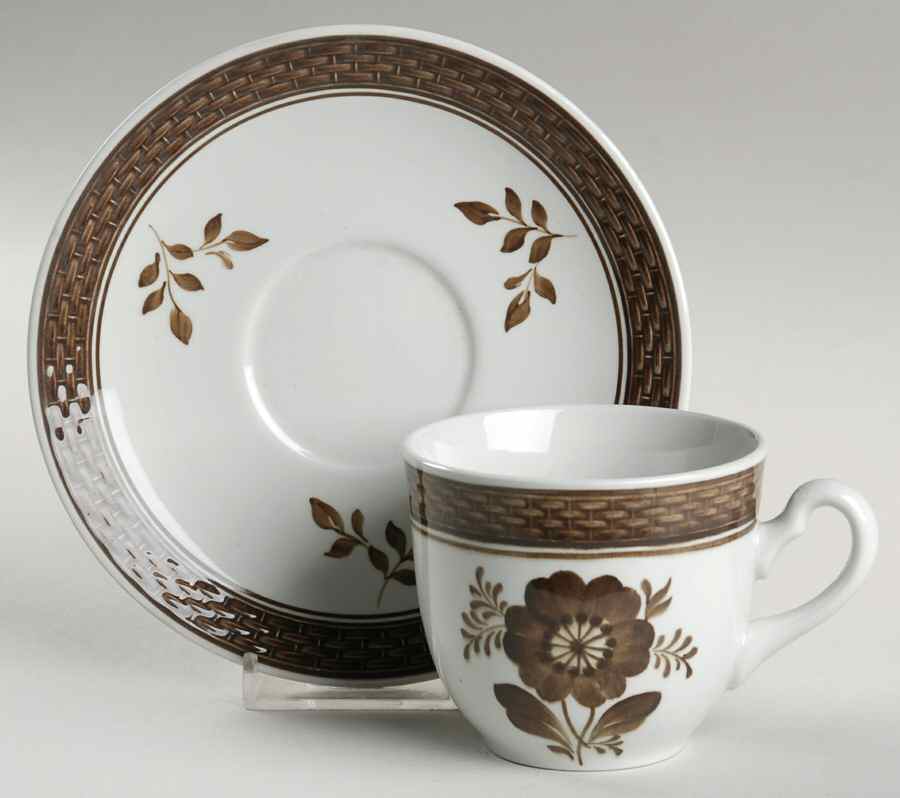 Tranquebar Brown Flat Cup & Saucer Set by Royal Copenhagen-1