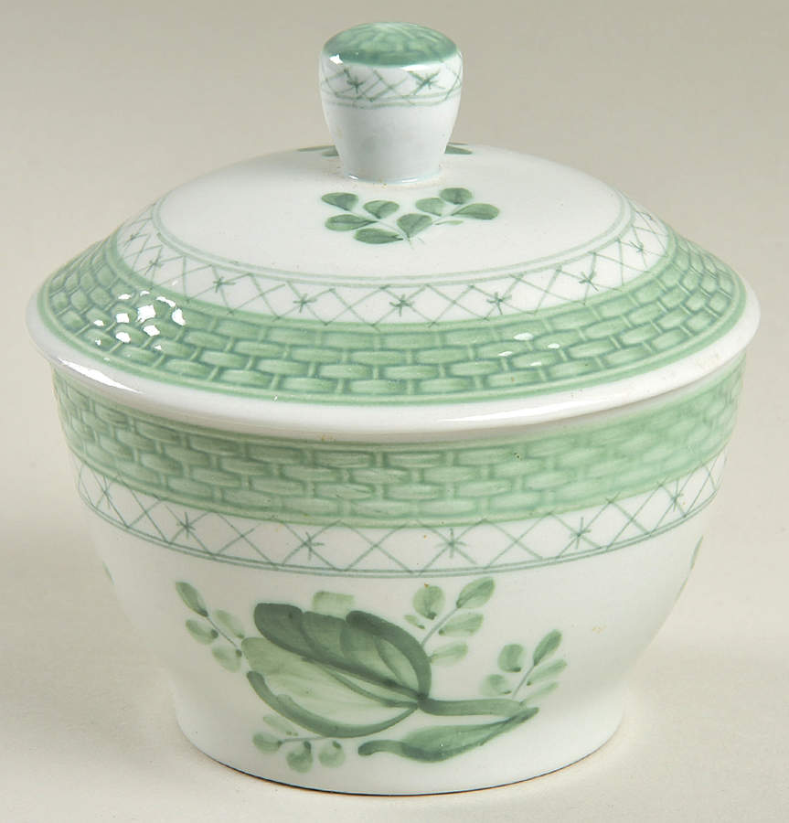 Tranquebar Green Sugar Bowl & Lid by Royal Copenhagen-1