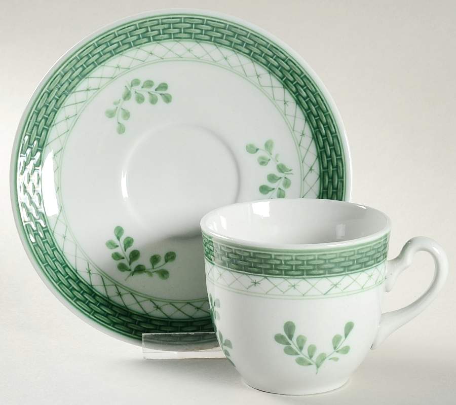 Tranquebar Green Flat Cup & Saucer Set by Royal Copenhagen-1