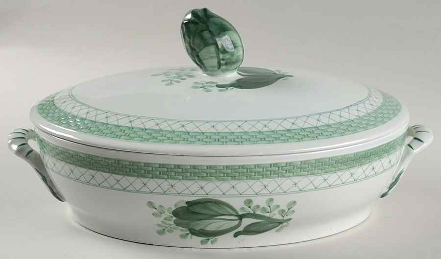 Tranquebar Green Oval Covered Vegetable by Royal Copenhagen-1