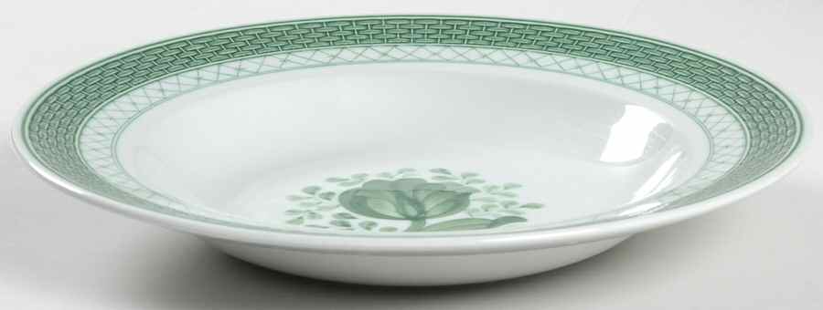 Tranquebar Green Large Rim Soup Bowl by Royal Copenhagen-1