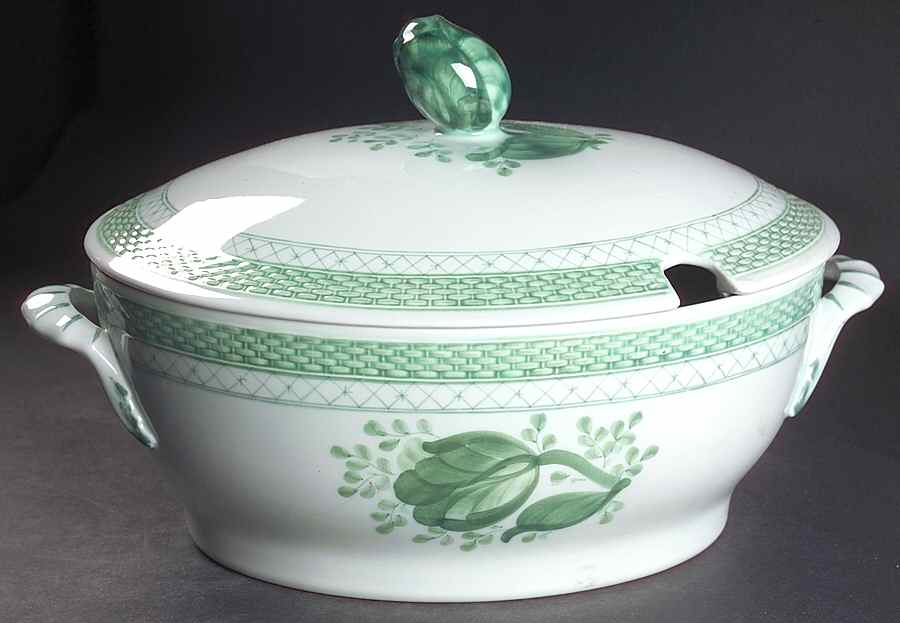 Tranquebar Green Tureen &  Lid by Royal Copenhagen-1