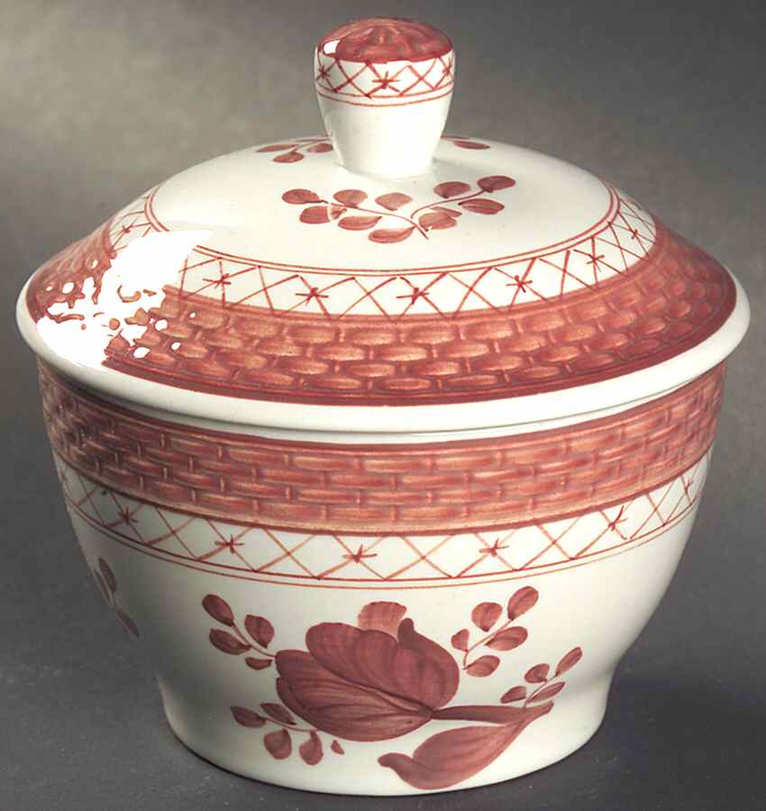 Tranquebar Red Sugar Bowl & Lid by Royal Copenhagen-1
