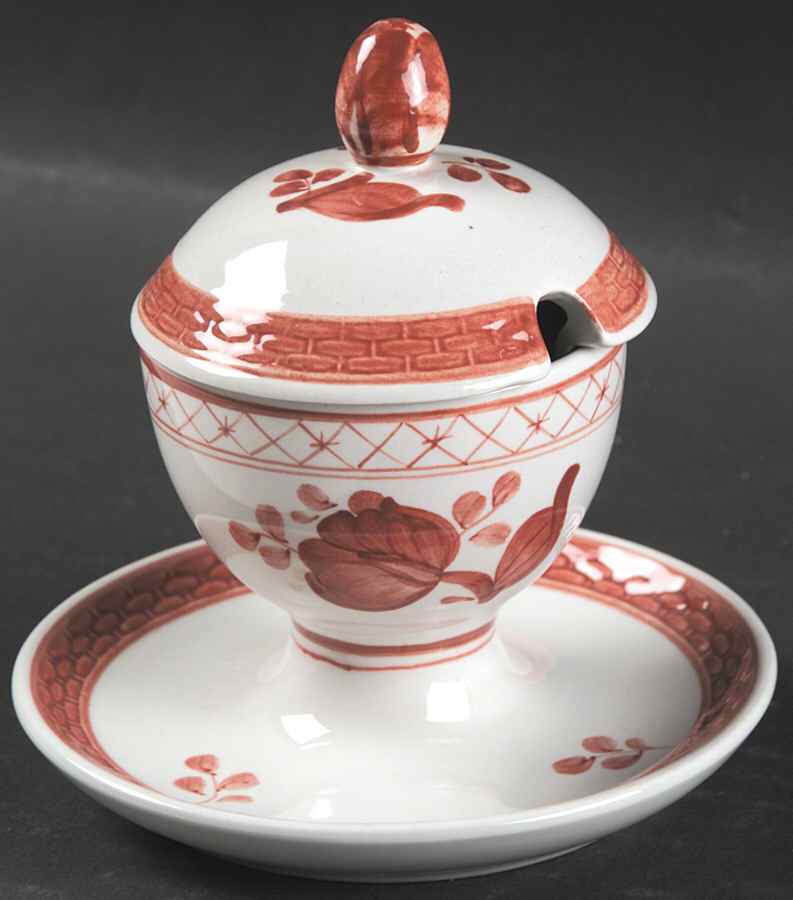 Tranquebar Red Mustard with Lid & Attached Underplate by Royal Copenhagen-1