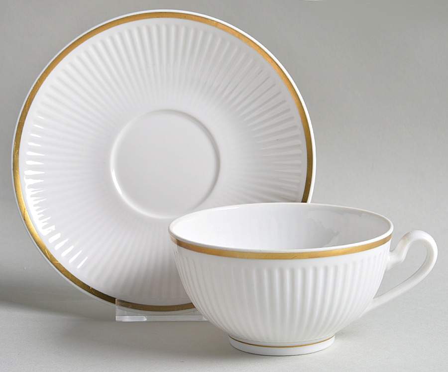 Tunna (Ribbed) Footed Cup & Saucer Set by Royal Copenhagen-1