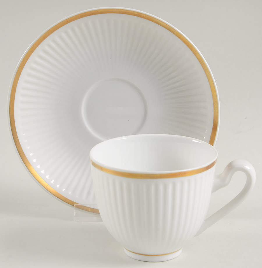Tunna (Ribbed) Footed Cup & Saucer Set by Royal Copenhagen-1