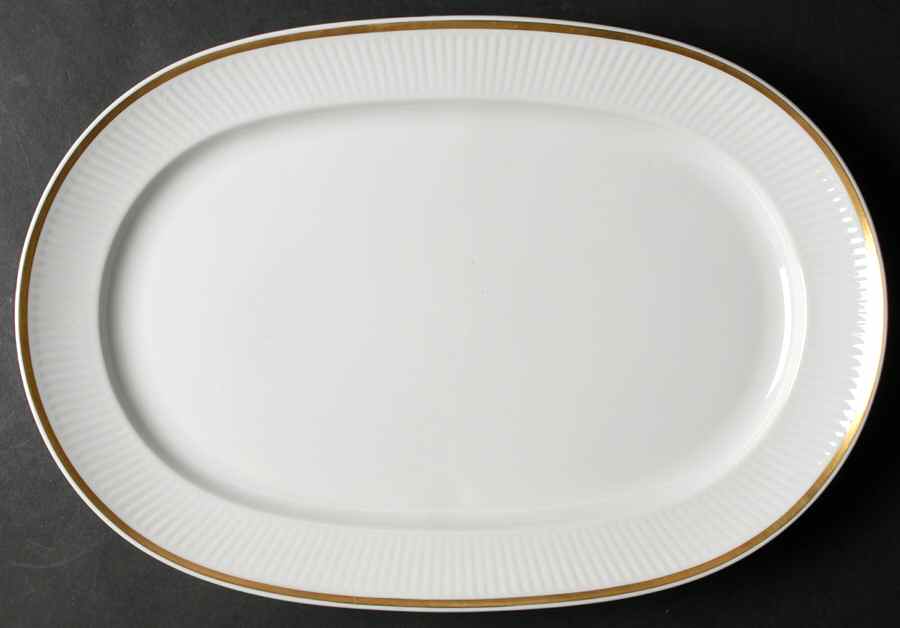 Tunna (Ribbed) 15" Oval Serving Platter by Royal Copenhagen-1