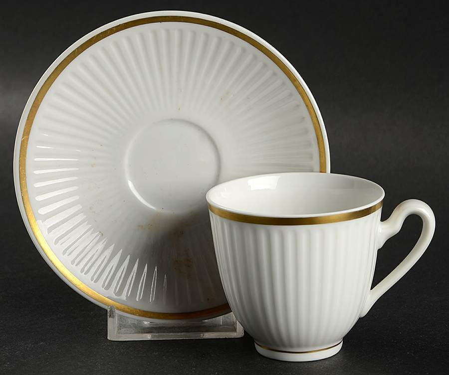 Tunna (Ribbed) Footed Demitasse Cup & Saucer Set by Royal Copenhagen-1