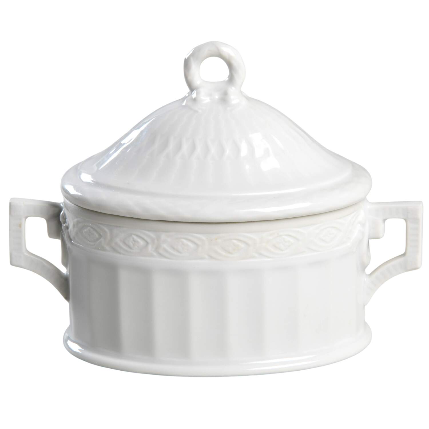 White Fan Sugar Bowl & Lid by Royal Copenhagen-1