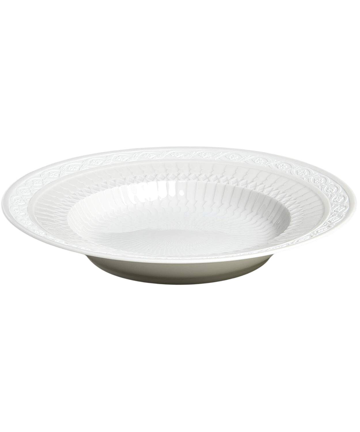 White Fan Rim Soup Bowl by Royal Copenhagen-1