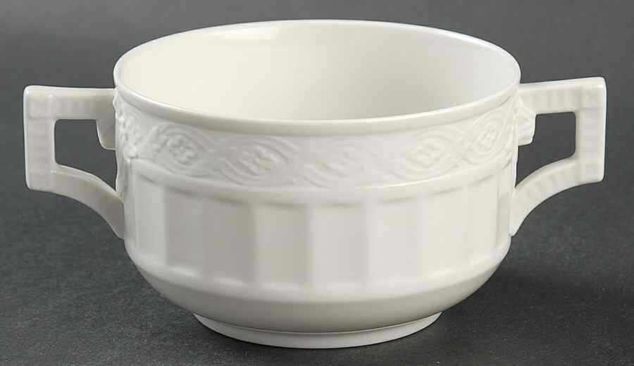 White Fan Flat Cream Soup Bowl by Royal Copenhagen-1