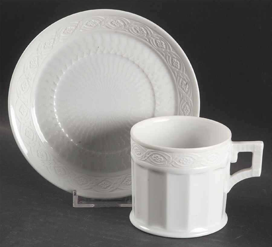 White Fan Flat Cup & Saucer Set by Royal Copenhagen-1