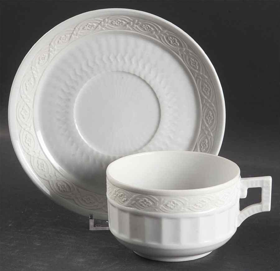 White Fan Oversized Cup & Saucer Set by Royal Copenhagen-1