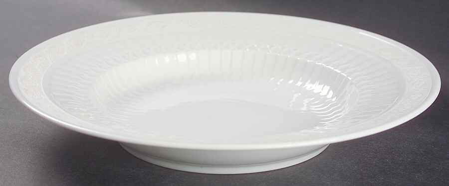 White Fan Rim Soup Bowl by Royal Copenhagen-1