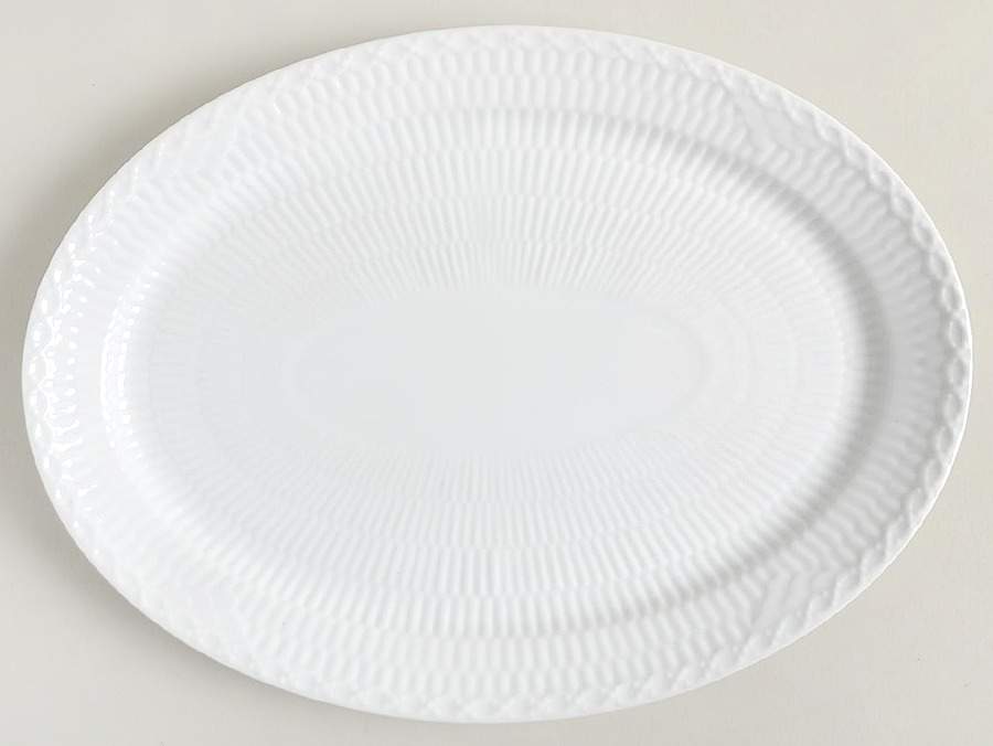 White Half Lace 11" Oval Serving Platter by Royal Copenhagen-1