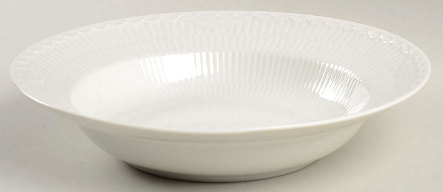 White Half Lace Large Rim Soup Bowl by Royal Copenhagen-1