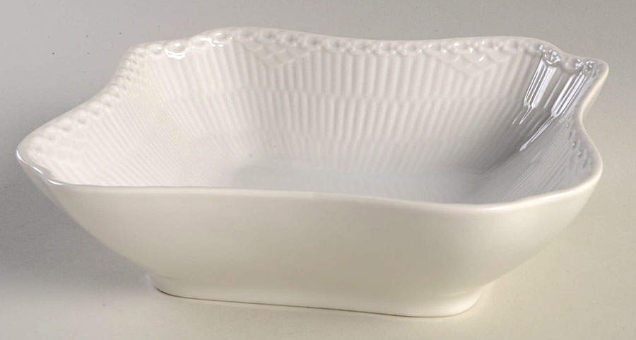 White Half Lace 8" Square Vegetable Bowl by Royal Copenhagen-1