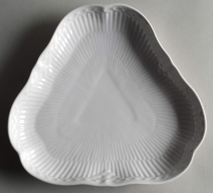 White Half Lace Triangular Cake Plate by Royal Copenhagen-1