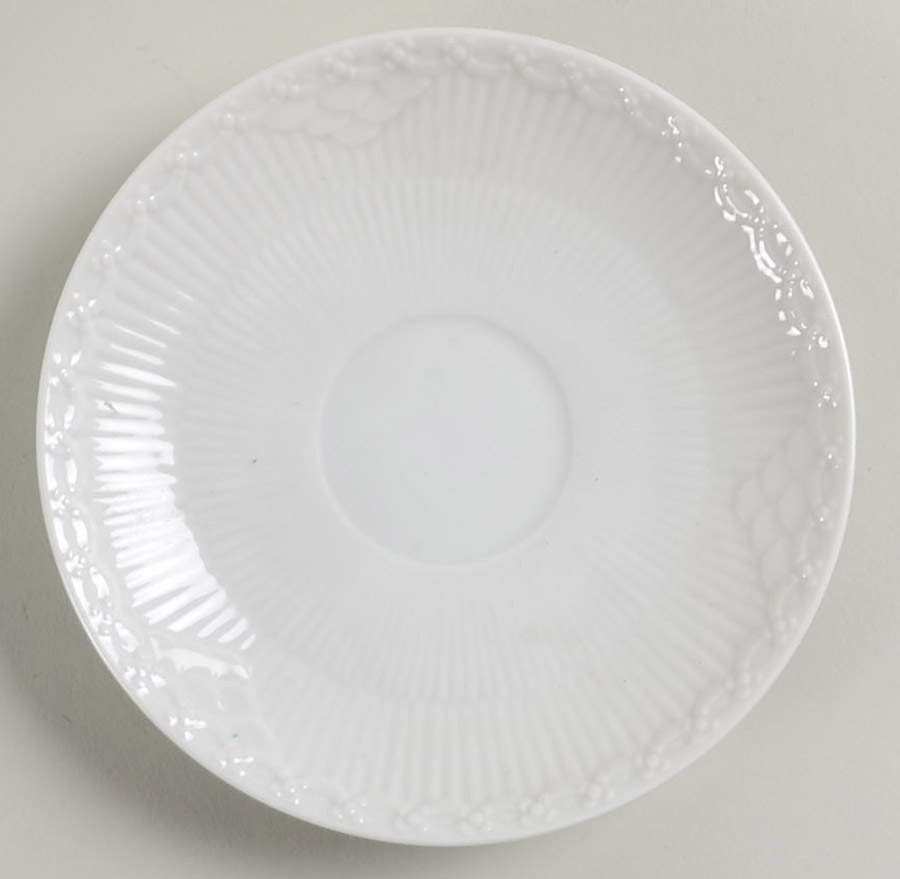 White Half Lace Saucer for Flat Cup by Royal Copenhagen-1