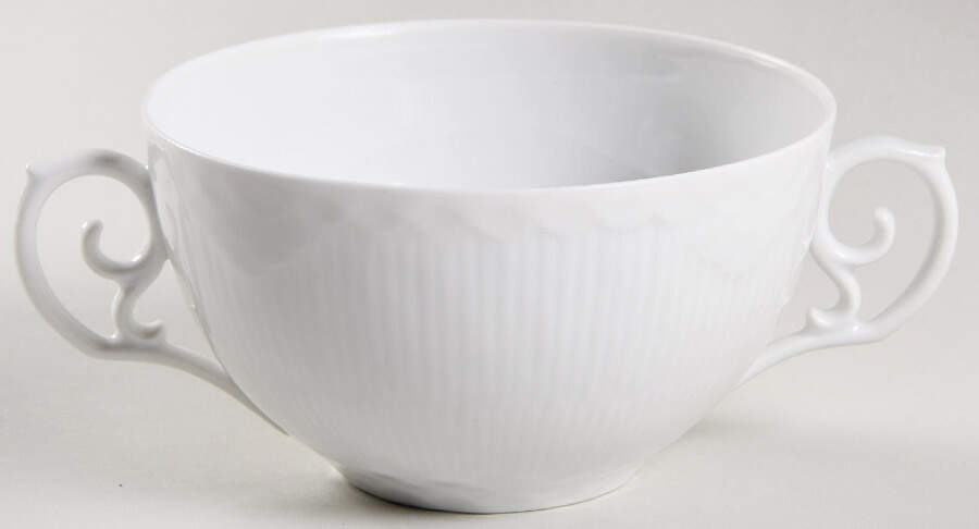 White Half Lace Flat Cream Soup Bowl by Royal Copenhagen-1