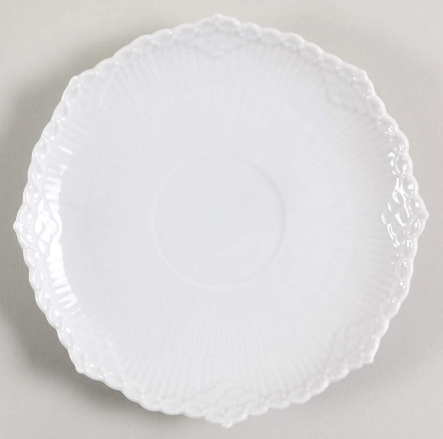 White Half Lace Saucer for Flat Cream Soup Bowl by Royal Copenhagen-1