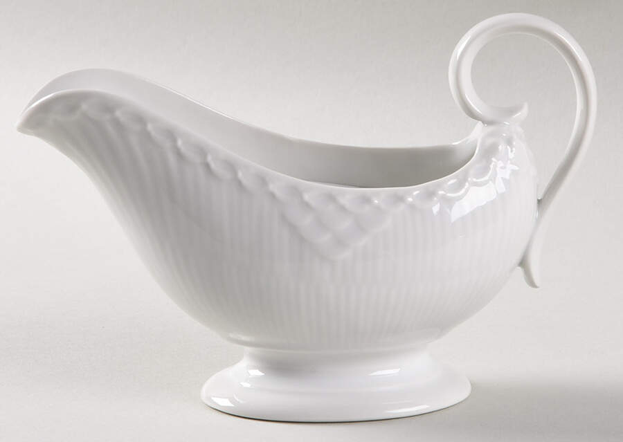 White Half Lace Open Sauce Boat by Royal Copenhagen-1