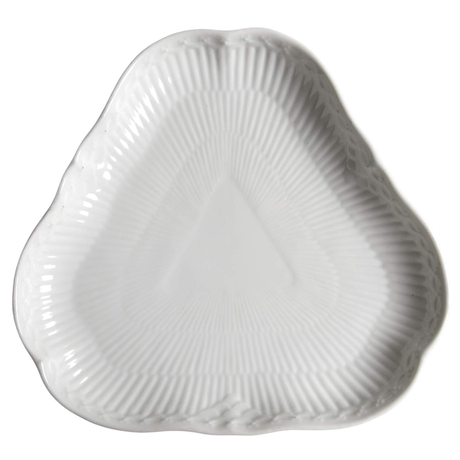 White Half Lace Triangular Cake Plate by Royal Copenhagen-1