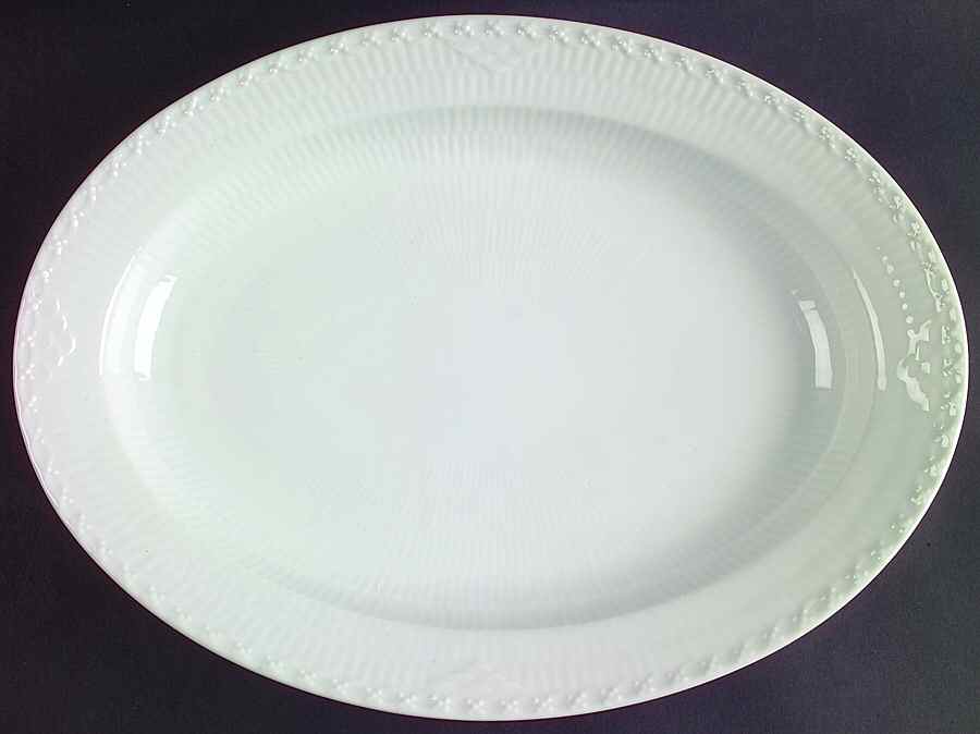 White Half Lace 13" Oval Serving Platter by Royal Copenhagen-1
