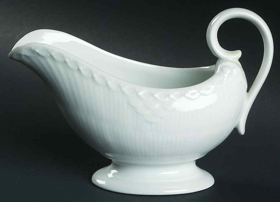 White Half Lace Individual Sauce Boat by Royal Copenhagen-1