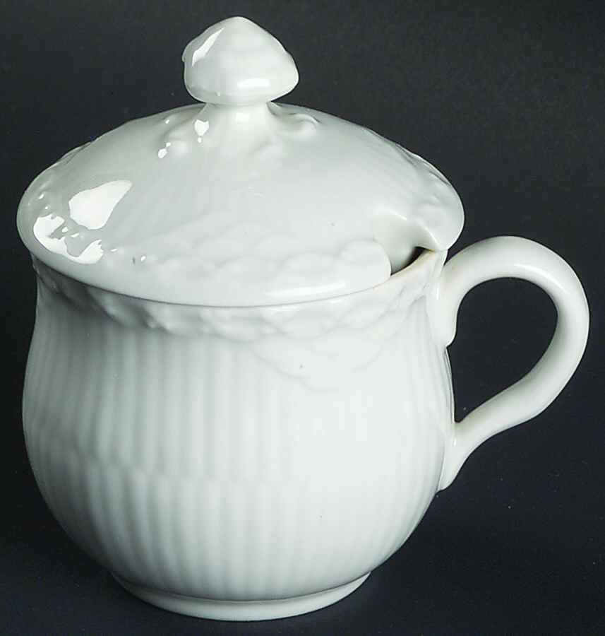 White Half Lace Mustard Jar & Lid by Royal Copenhagen-1