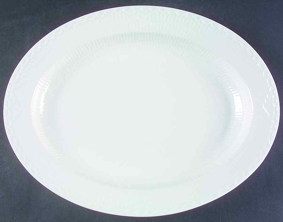 White Half Lace 14" Oval Serving Platter by Royal Copenhagen-1