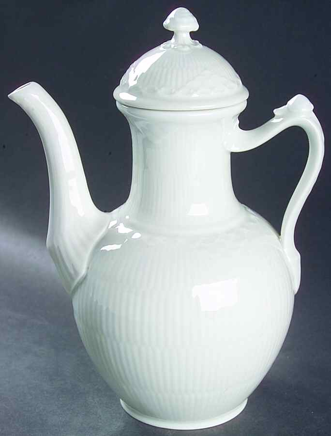 White Half Lace Coffee Pot & Lid by Royal Copenhagen-1