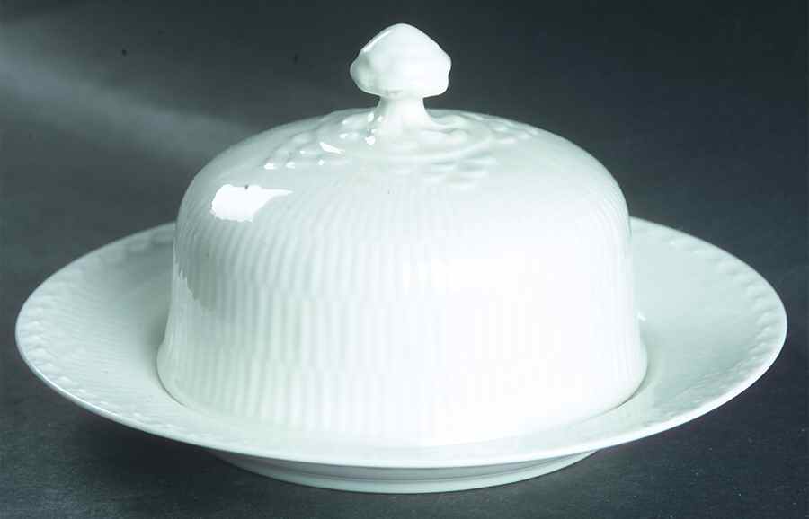 White Half Lace Round Covered Butter by Royal Copenhagen-1