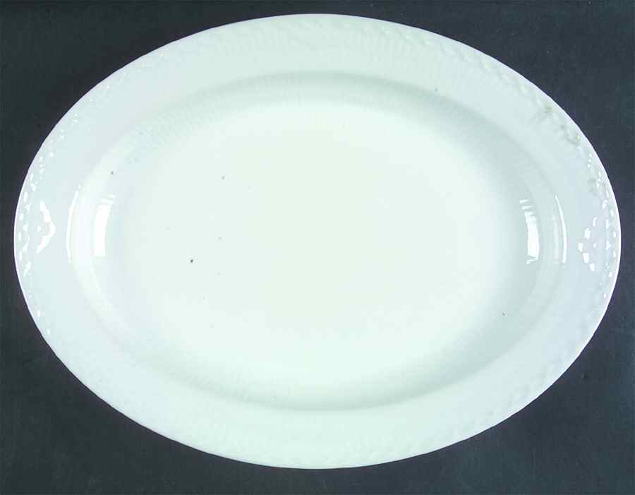 White Half Lace 13" Oval Serving Platter by Royal Copenhagen-1