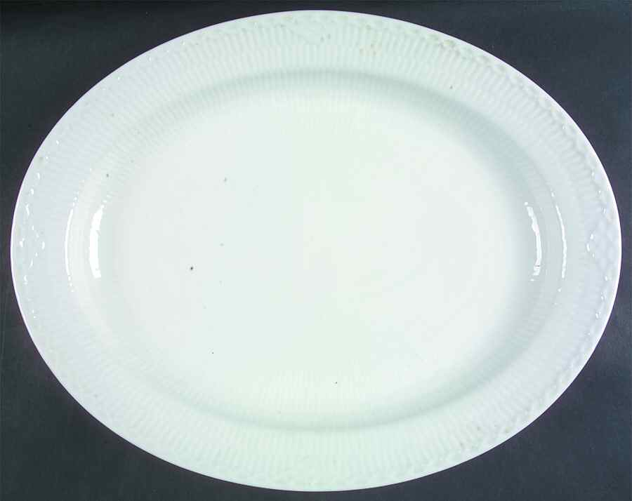 White Half Lace 16" Oval Serving Platter by Royal Copenhagen-1