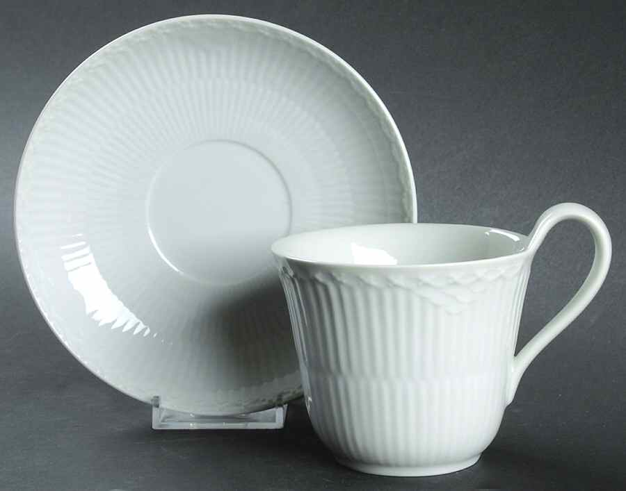White Half Lace Oversized Cup & Saucer Set by Royal Copenhagen-1