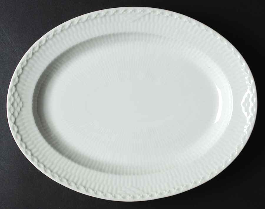 White Half Lace 11" Oval Serving Platter by Royal Copenhagen-1