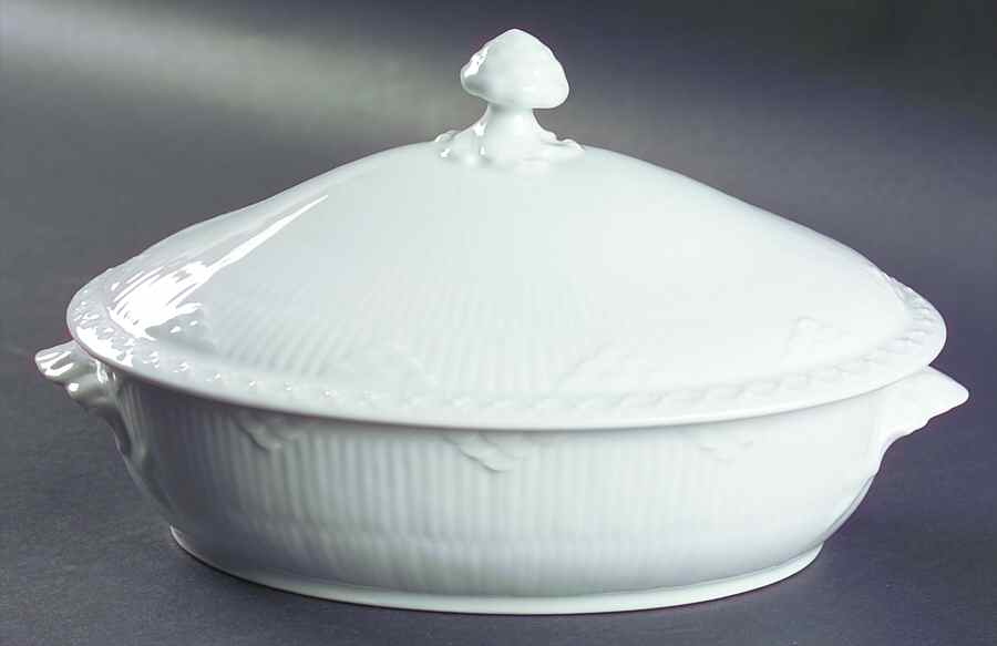White Half Lace Oval Covered Vegetable by Royal Copenhagen-1