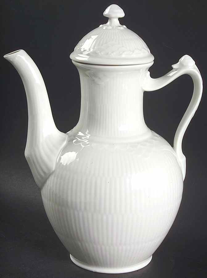 White Half Lace Coffee Pot & Lid by Royal Copenhagen-1