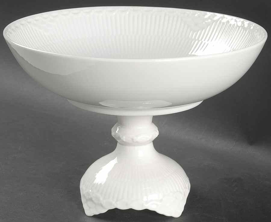 White Half Lace Round Compote (Height X Width) by Royal Copenhagen-1