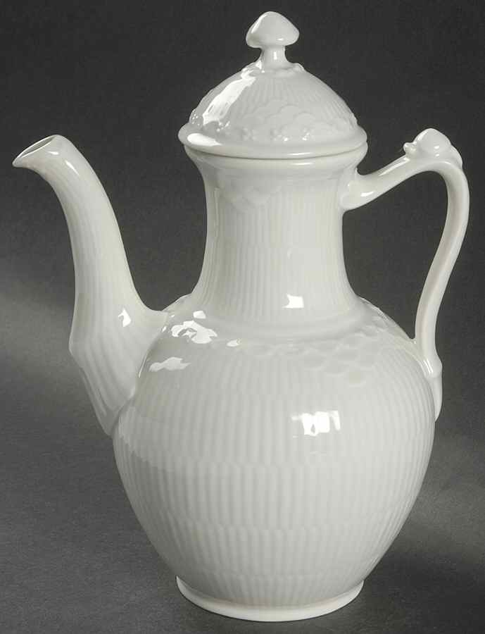 White Half Lace Coffee Pot & Lid by Royal Copenhagen-1