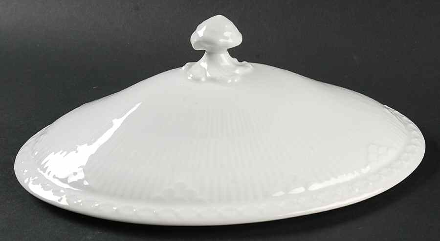 White Half Lace Lid for Oval Vegetable by Royal Copenhagen-1