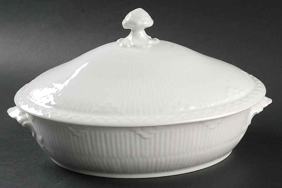 White Half Lace Oval Covered Vegetable by Royal Copenhagen-1