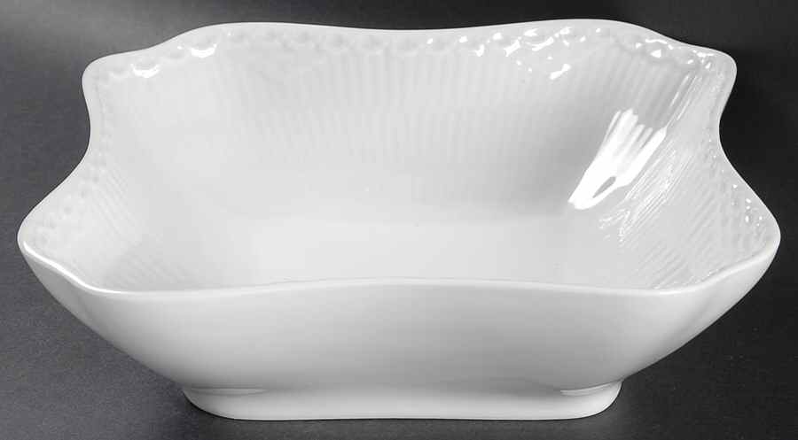 White Half Lace 8" Square Vegetable Bowl by Royal Copenhagen-1