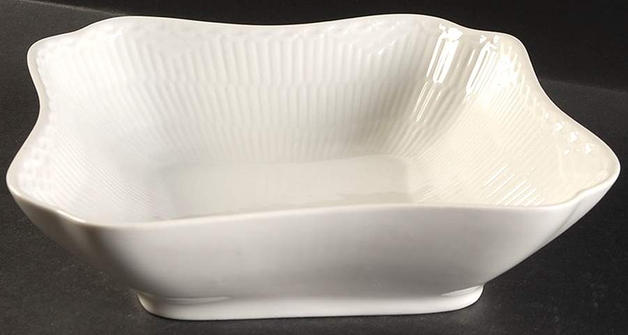 White Half Lace 8" Square Vegetable Bowl by Royal Copenhagen-1