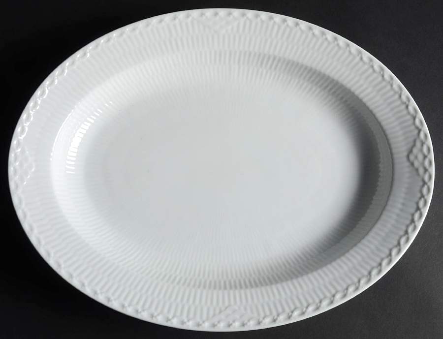 White Half Lace 14" Oval Serving Platter by Royal Copenhagen-1